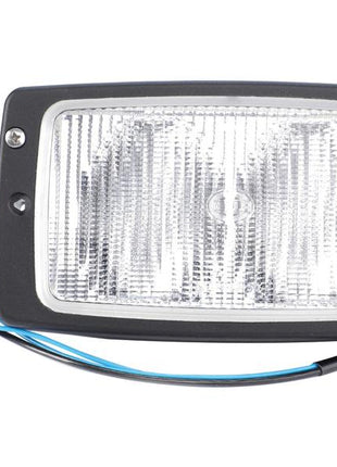 A Sparex Work Light (Halogen), rectangular in shape, featuring a black frame, transparent cover, and attached wiring with connectors; compatible with 12/24V systems (Sparex Part Number: S.160701).