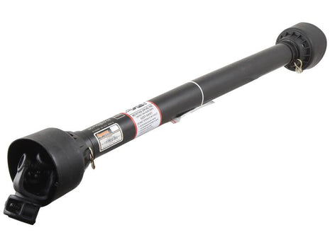 A black Sparex PTO Shaft, with protective coverings and a label detailing specifications and Kilowatt Power Rating. This shaft has a length of 1010mm and features a 1 3/8'' x 6 Spline Quick Release connection on both ends. Sparex Part Number: S.162393.