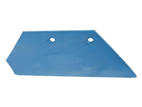 The Sparex S.162984 Share - RH is a blue metal agricultural replacement part featuring two bolt holes and a flat, angled shape. Measuring 16'' (405mm), it is compatible with Vulcan Fasteners and designed to fit as 94600 for Overum equipment.