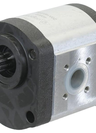 Close-up of a Single Hydraulic Pump | Sparex Part Number: S.163394 with a metallic body, black mounting brackets, and a central rotating shaft ensuring optimal pump rotation for efficient flow rate.