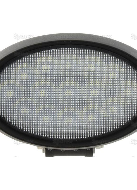 Massey Ferguson LED Work Light, Class 5 interference with 4500 Lumens raw power and a voltage range of 10-30V (S.163906), featuring an oval shape, grid-patterned lens, and dark gray housing. The background prominently displays overlapping "Sparex" text.