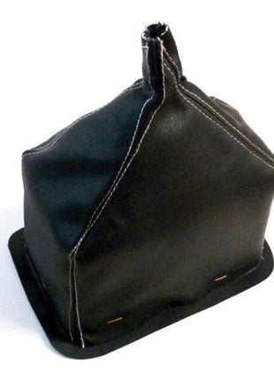 A black leather gear shift boot with visible stitching and a rectangular base, categorized under Tariff Code 8708409900 by Sparex, known as Gear Lever Boot (Sparex Part Number: S.164228).