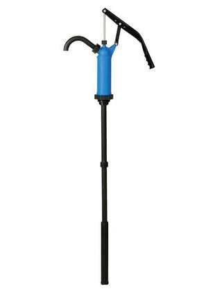 A description against a white background depicts the FuelWorks - AdBlue Lever Manual Pump, Sparex Part Number S.164437—a blue manual hand pump featuring a black handle and a long black hose attachment, ideal for transferring water.