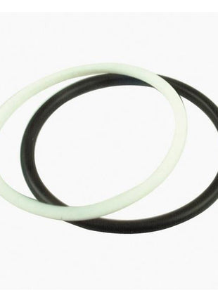 Two overlapping rubber O-rings, one black and one white, displayed against a plain white background, designed for efficient sealing solutions. For expedited delivery use Tariff Code 8412904090. This is the Faster Seal Kit - 4DCPV (Sparex Part Number: S.164637) by Sparex.