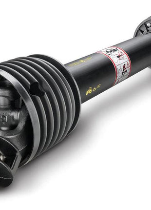 A black automotive drive shaft with protective rubber boots on both ends lies against a white background. This component, the Bondioli & Pavesi PTO Shaft (S.165135) by Sparex, features a length of 1210mm and quick-release 1 3/8'' x 6 spline connections on both ends, ensuring reliable performance for various applications with its 16 HP rating.

