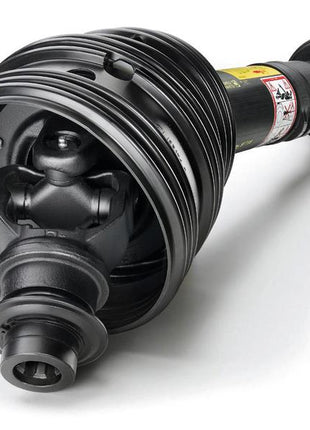 A Bondioli & Pavesi PTO Shaft from the Sparex brand, featuring a wide-angle design with one end measuring 1210mm in length and equipped with 1 3/8'' x 6 spline connections at an 80° W.A. to a 1 3/8'' x 6 spline Q.R., includes interconnected components, protective casings, and detailed engravings.