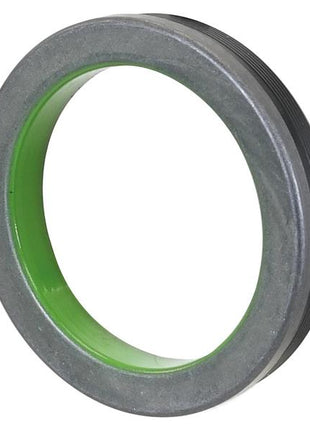 The Sparex Oil Seal (Sparex Part Number: S.165649), featuring a green inner ring and ribbed outer edge, is specifically designed for creating a tight seal in mechanical assemblies, with dimensions measuring 57 x 73 x 10mm.