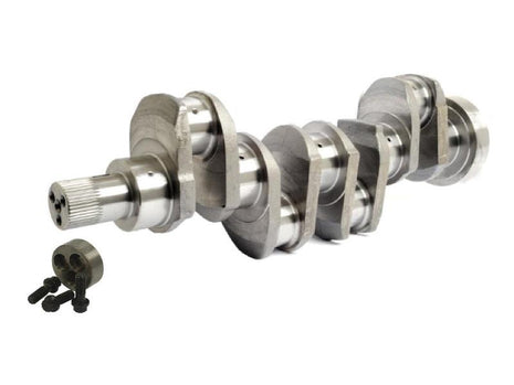 A Sparex Crankshaft (4 Cyl.) A4.236 / A4.248, featuring multiple bearings, is displayed alongside a smaller gear and bolts from an advanced engine model – identified by its Sparex Part Number: S.165656.