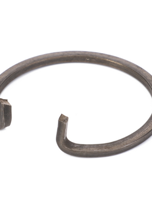 A close-up of the AGCO Clip Shaft Retaining snap ring, product number 1662726M3, reveals its metallic structure and characteristic open ends. This essential tractor part is designed to fit perfectly with Massey Ferguson series models.