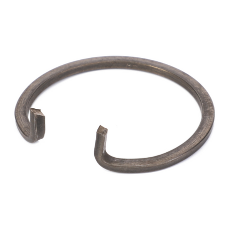 A close-up of the AGCO Clip Shaft Retaining snap ring, product number 1662726M3, reveals its metallic structure and characteristic open ends. This essential tractor part is designed to fit perfectly with Massey Ferguson series models.