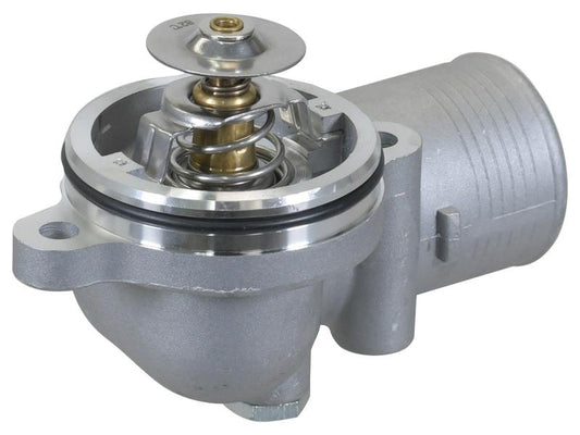 A close-up of the Sparex Thermostat (Part Number: S.166929) assembly, highlighting its housing, spring, and valve components within their specified temperature range.