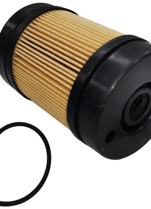 The Adblue Filter - Element (Sparex Part Number: S.167101) features a cylindrical design with a black top and bottom, an O-ring shaped like Mickey Mouse on the left, and a threaded plug on the right. It is compatible with Sparex accessories for efficient vehicle maintenance.