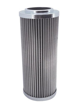 Hydraulic Filter - Element (Sparex Part Number: S.167128) by Sparex features a cylindrical metallic filter element with a ribbed surface, capped with smooth metallic ends, and is constructed from durable stainless steel.