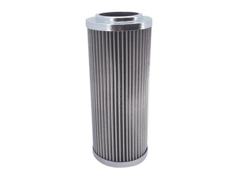 Hydraulic Filter - Element (Sparex Part Number: S.167128) by Sparex features a cylindrical metallic filter element with a ribbed surface, capped with smooth metallic ends, and is constructed from durable stainless steel.