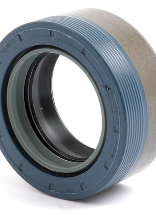 Close-up of the Sparex Metric Rotary Shaft Seal, 45 x 65 x 25mm, featuring a blue, grooved outer ring and visible inner thread. This seal (Sparex Part Number: S.167671) incorporates a Triple Lip design for enhanced sealing and leak prevention in machinery.