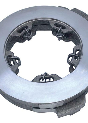 Close-up of a circular metallic automotive component with an open center, featuring intricate design details and multiple attachment points, resembling the Brake Actuator (Sparex Part No. S.168969) by Sparex.