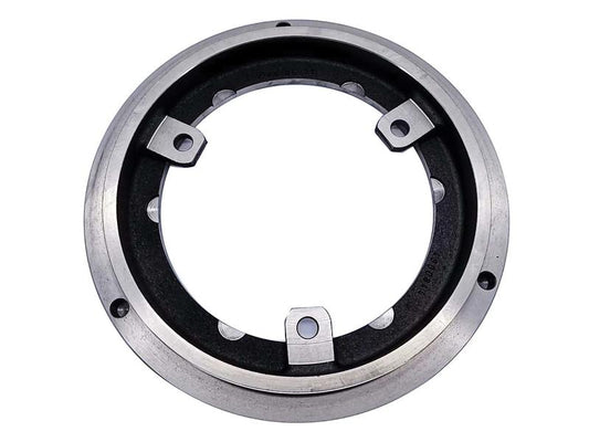 The Sparex Brake Piston (Sparex Part Number: S.169001) is a circular metal mechanical component featuring a central opening, four equidistant mounting points around the inner edge, and a black inner lining. It has an outer diameter of 355mm and an inner diameter of 240mm.