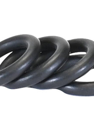 Four O-rings from the Brake O Ring Kit (Sparex Part Number: S.169052), featuring black rubber construction and varying inner diameters and thicknesses, are arranged in a staggered, overlapping formation.