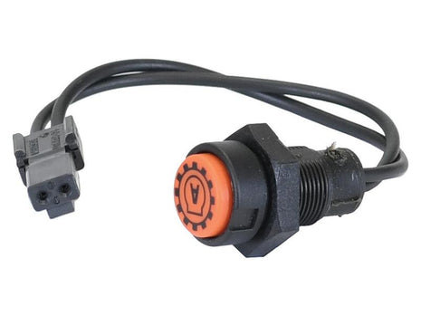 A Sparex cable featuring a gray plug and an orange push-type button switch with a gear symbol (Product Name: Push Button Switch, Sparex Part Number: S.169976).