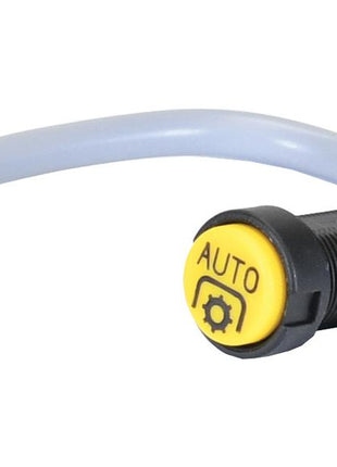 The Sparex Push Button Switch (Part Number S.169979) features a yellow "AUTO" button with a gear icon on a black switch, connected to a short gray connector cable with a plastic plug at the end. This component integrates seamlessly with Push Type systems, ensuring compatibility and reliability.