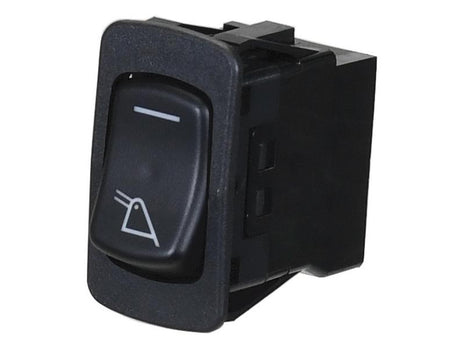 The Rocker Switch - (Sparex Part Number: S.170300) is a 12V black push-button switch with an icon of a horn printed on it. Commonly used in vehicles, this Sparex product is essential for easy horn activation.