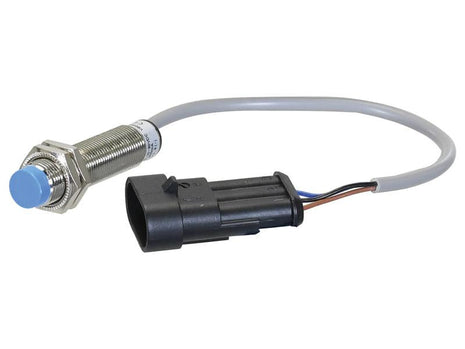 An Air Brake Sensor (Sparex Part Number: S.170308) featuring a cylindrical design with a blue tip is connected to a grey cable that includes an M12 x 2 black plastic connector, available exclusively at Sparex.