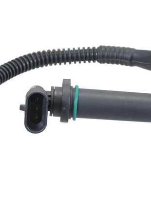 The Position Sensor (Sparex Part Number: S.170311) from Sparex is a black, coiled electrical connector cable featuring two different plug ends, one adorned with a green ring and both exhibiting a sleek metallic finish.