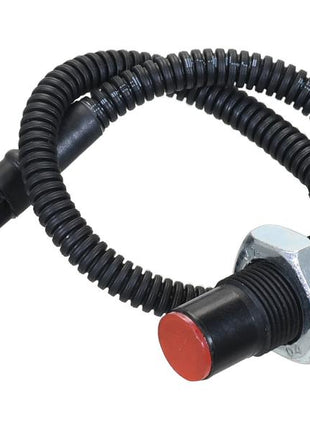 A Sparex Position Sensor (Sparex Part Number: S.170314) in black, featuring a coiled wire with a connector, a red cap on one end, terminals for easy connection, and a threaded metal body.