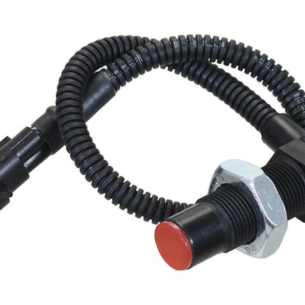 A Sparex Position Sensor (Sparex Part Number: S.170314) in black, featuring a coiled wire with a connector, a red cap on one end, terminals for easy connection, and a threaded metal body.