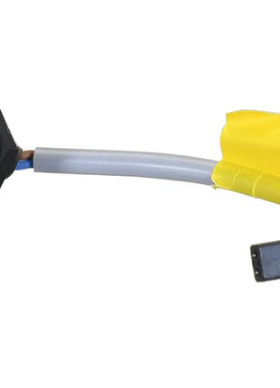 A gray cable featuring a Sparex Push Button Switch (Part Number: S.170326) with a black and orange button on one end, a black connector plug on the other, and a yellow adhesive label attached to the cable.