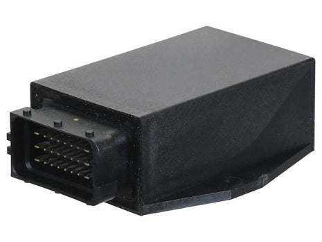 A Sparex black Flasher Control Switch (Part Number: S.170328) features a rectangular electronic device connector with multiple metallic pins arranged in rows, designed to handle up to 12V.