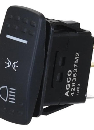 A black Light Switch (Sparex Part No. S.170338) designed for Massey Ferguson equipment, featuring an indicator light symbol and model number AGC0 4293537M2 from the brand Sparex.