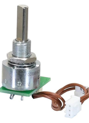 A Linkage Switch from Sparex, part number S.170357, featuring a metallic button rotary encoder with a green circuit board base, connected to brown wiring that culminates in a white plastic connector.