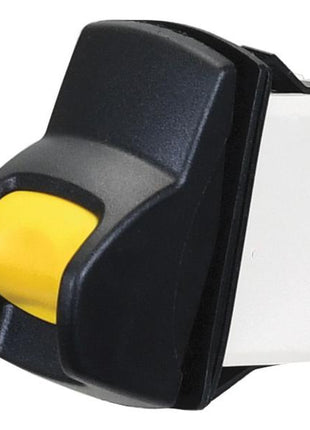 A black and white PTO switch with a yellow Sparex button, suitable for 12V applications (Sparex Part Number: S.170370).