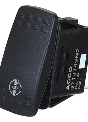 A black rocker switch with an icon and text reading "AGCO 3711 4912", designed for Massey Ferguson tractors, named the Differential Lock Switch by Sparex, Part No.S.170388.