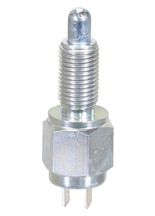 Close-up of a Sparex Clutch Pedal Switch (Sparex Part Number: S.170397) featuring a metallic sensor with a threaded body, hexagonal base, and two electrical prongs at the bottom. Perfect for compliance with Tariff Code 8708991055.