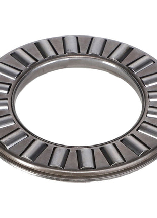 The AGCO Massey Ferguson - Bearing - 185379M1 is a circular thrust roller bearing with cylindrical rollers evenly spaced within a metal ring, ideal for Massey Ferguson 100 Series applications.