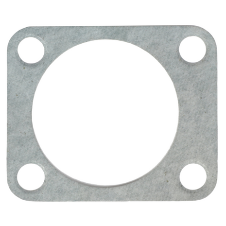 A gray metal gasket from the AGCO brand's Massey Ferguson 100 Series Steering Box, model number 1893620M1, featuring a large central hole and four smaller holes in the corners.