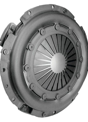 A round metal automotive clutch assembly with a series of aligned, radial fins and surrounding bolts, featuring the robust Sparex Clutch Cover Assembly - S.19600.