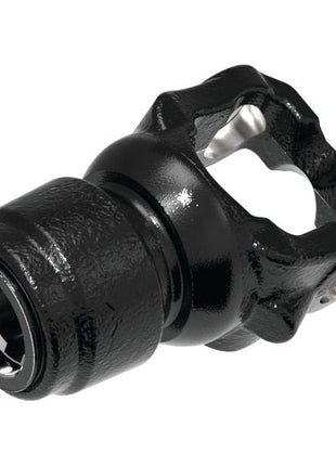 A black metal PTO Yoke with a textured surface and visible bearings, compatible with Weasler AW36/CAT5 specifications. This Sparex product is a wide-angle quick-release type with auto lock, fitting U/J sizes of 31.8 x 81.3mm and 31.8 x 109.2mm, and measures 1 3/8'' x 6 spline (Sparex Part No.S.20220).