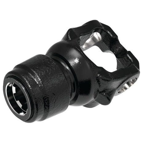 A black metal PTO Yoke with a textured surface and visible bearings, compatible with Weasler AW36/CAT5 specifications. This Sparex product is a wide-angle quick-release type with auto lock, fitting U/J sizes of 31.8 x 81.3mm and 31.8 x 109.2mm, and measures 1 3/8'' x 6 spline (Sparex Part No.S.20220).