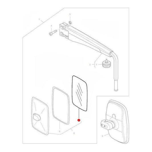 Massey Ferguson - Mirror Glass - V30581300 - Farming Parts