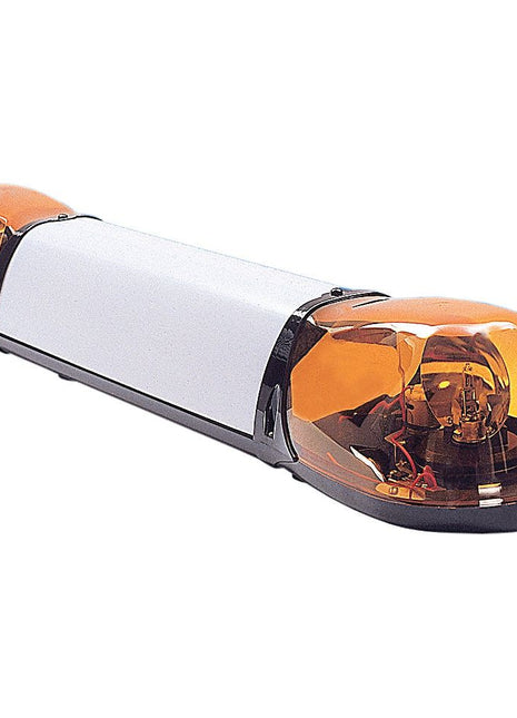 The Sparex Halogen Aerolite Bar - Halogen - 4 Bolt, S.20642, is a 1000mm rectangular amber light bar with a white center, featuring an IP65 rating and two enclosed amber lights on each end, typically used for emergency or service vehicles and operating at 12V.