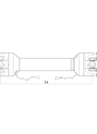 Technical drawing of a PTO Shaft from the Italian Series, featuring a labeled dimension "Lz" with a length of 930mm. The illustration includes various components such as bolts, connections, and a chain. This specific model is the Sparex S.23204 and features a 1 3/8'' x 6 spline Q.R. to 1 3/8'' x 6 spline friction disc clutch configuration.