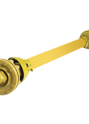 A yellow PTO shaft with flanges on both ends, measuring 930mm in length, featuring a 1 3/8'' x 6 Spline Q.R. to 1 3/8'' x 6 Spline Friction Disc Clutch for transmitting mechanical power, designed for the Italian Series and has a specific clutch setting in Nm; Product Name: PTO Shaft - S.23204 by Sparex.