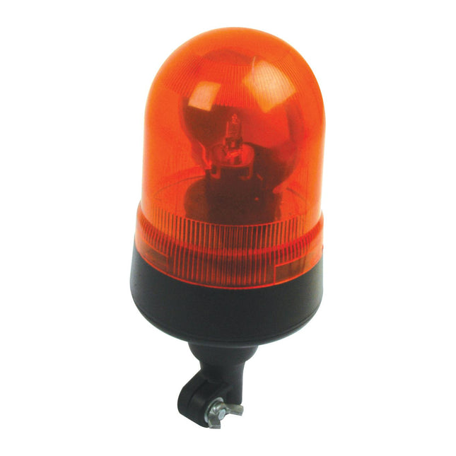 The Sparex Rotating Halogen Beacon, Flexible Pin, 12V - S.23306 is an orange, dome-shaped beacon with a black base and mounting bracket. It features an IP65 rating for durability and includes a rotating function for enhanced visibility.