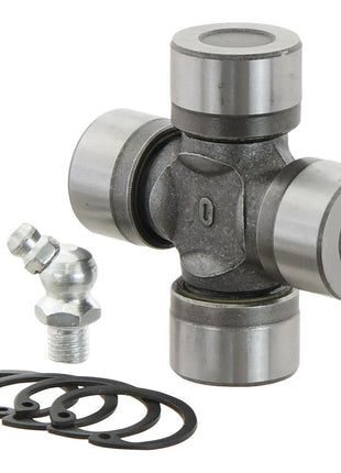 The Sparex Universal Joint - 23.8 x 61.2mm (Standard Duty) | Sparex Part No.S.2447, featuring bearings, a threaded grease fitting, and four Sparex retaining clips, is shown against a white background.