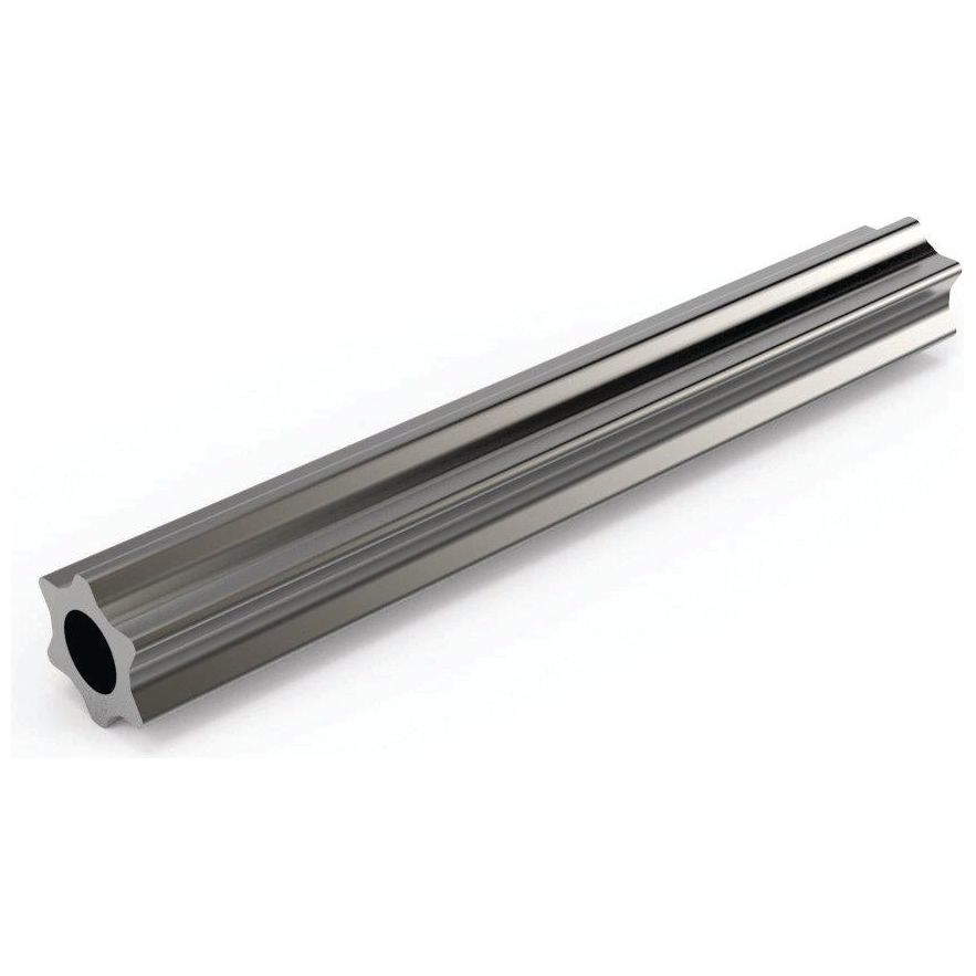 An image of the Sparex PTO Tube - Star Profile, Length: 1M (S4) - S.24820 with a polished star-shaped cross-section, highlighted against a plain white background.