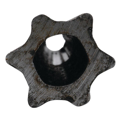 Close-up of a six-pointed, star-profiled PTO tube with a hollow center and a textured, worn surface, resembling the Sparex product S.24820.