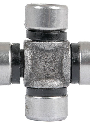 A Sparex Universal Joint - 16 x 40mm (Standard Duty) with four cylindrical ends intersecting at a central joint with black seals, Sparex Part No.S.2494.